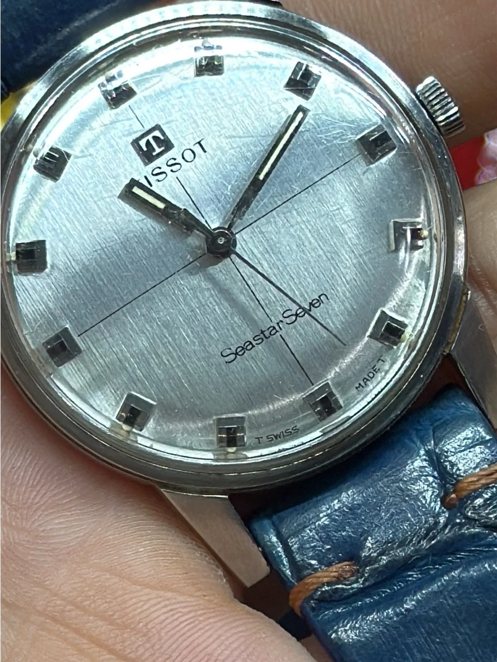 Tissot Silver Dial Men’s with Blue Leather Strap Watch